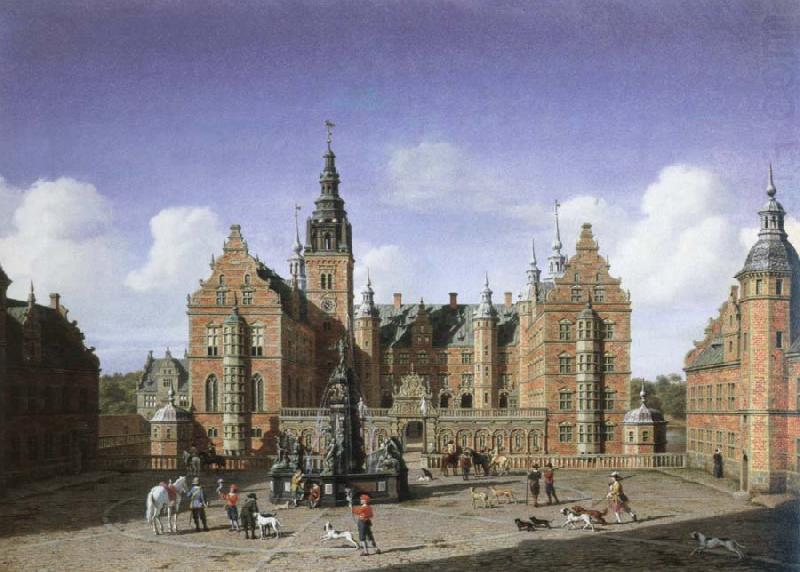 heinrich hansen frederiksborg castle,the departure of the royal falcon hunt china oil painting image